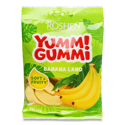Цукерки Roshen Yummi Gummi Banana Land 70г – онлайн-супермаркет «Сільпо»
