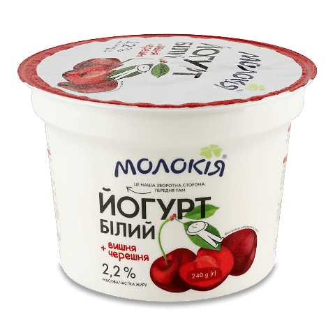 Йогурт «Молокія» «Білий» вишня-черешня 2,2% 240г – онлайн-супермаркет ...