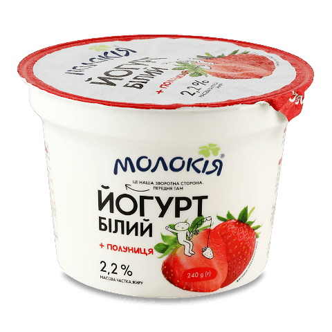 Йогурт «Молокія» «Білий» полуниця 2,2% 240г – онлайн-супермаркет «Сільпо»
