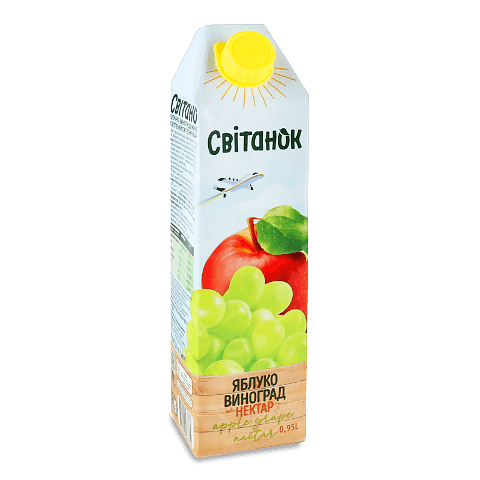 Нектар «Світанок» Яблуко-білий виноград 0,95л – онлайн-супермаркет «Сільпо»