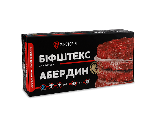 Біфштекс «М'ясторія» «Абердин» з яловичини шок-фриз