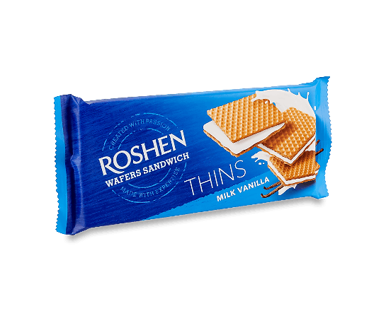 Вафлі Roshen Wafers Sandwich Thins Milk-vanilla