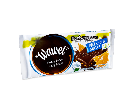 Шоколад чорний Wawel з апельсином без цукру