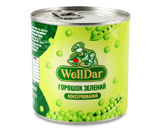 Горошок WellDar зелений консервований, ключ з/б