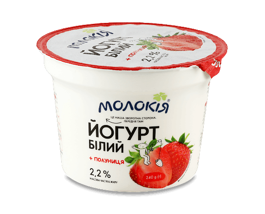 Йогурт «Молокія» «Білий» полуниця 2,2%