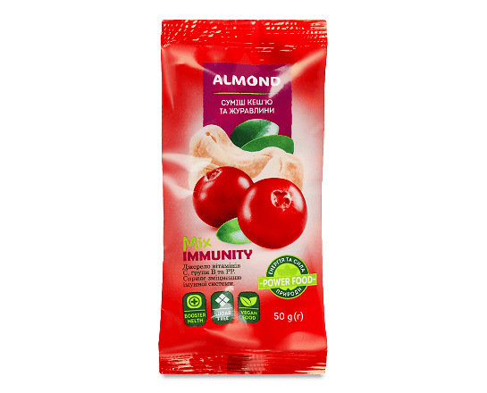 Суміш Almond Mix Immunity кеш'ю та журавлина