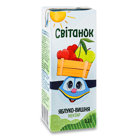 Нектар Світанок яблуко-вишня освітлений 0,2л – онлайн-супермаркет «Сільпо»