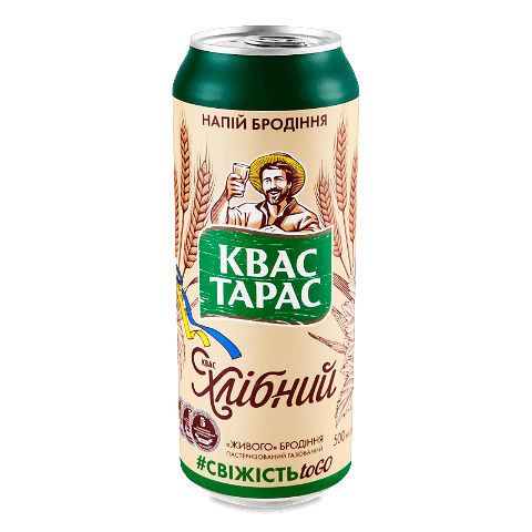 Квас Квас Тарас Хлібний з/б 500мл – онлайн-супермаркет «Сільпо»