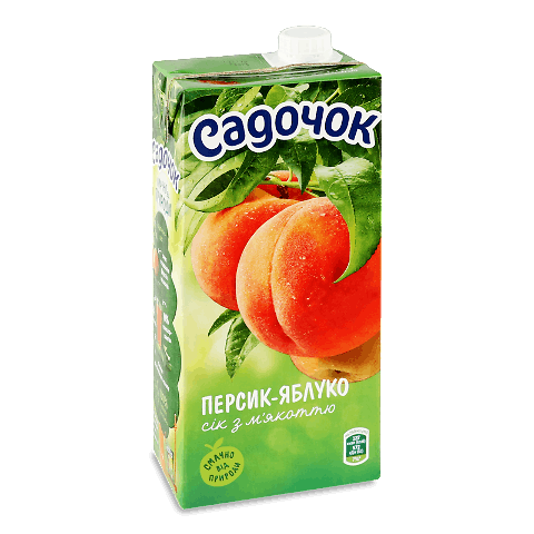 Сік Садочок персик-яблуко з м'якоттю 0,95л – онлайн-супермаркет «Сільпо»
