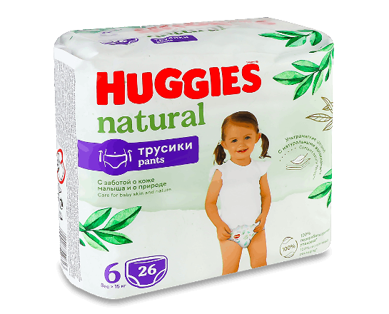 Підгузки-трусики Huggies Natural 6 (15+ кг)