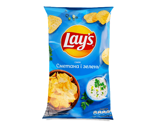Чипси Lay's картопляні зі смаком сметани і зелені