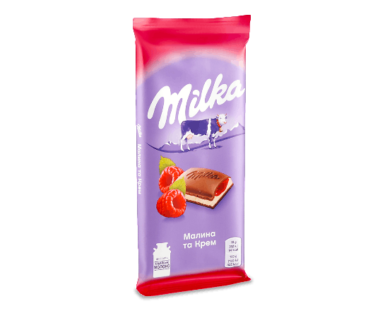 Шоколад молочний Milka малина та крем