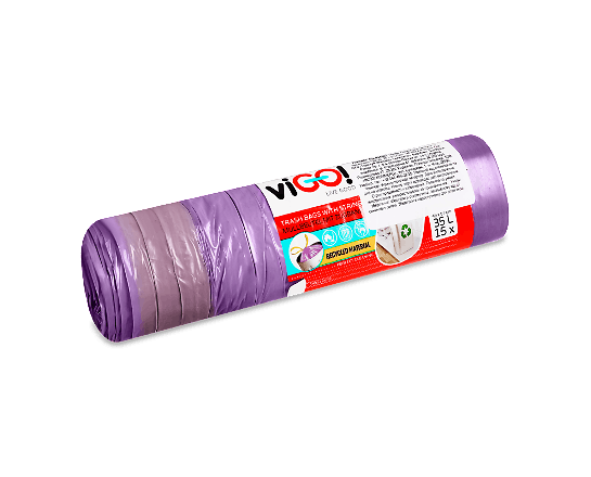 Пакети для сміття viGO! Premium з зав'язками пурпурові 35 л