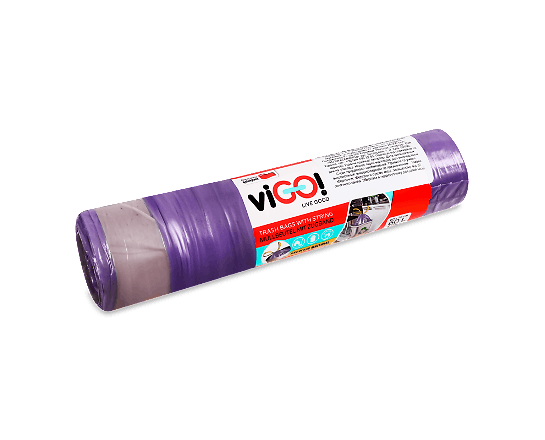 Пакети для сміття viGO! Premium з зав'язками пурпурові 60 л