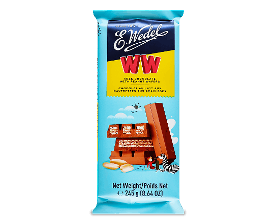 Шоколад молочний E.Wedel з арахісово-вафельною начинкою