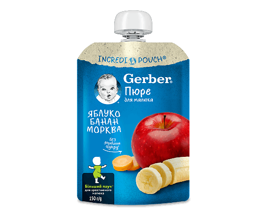Пюре Gerber яблуко-банан-морква